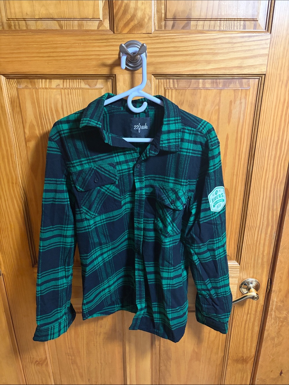 Riders by Lee Green and Black Plaid Casual Button-Down Shirt